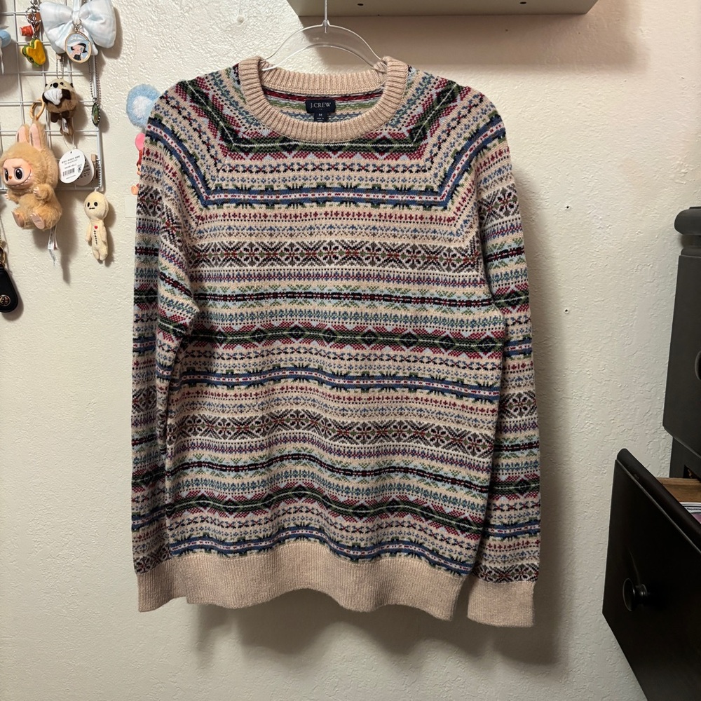 J. Crew Multicolor Wool-blend Fair Isle crewneck Sweater Men's Size Medium